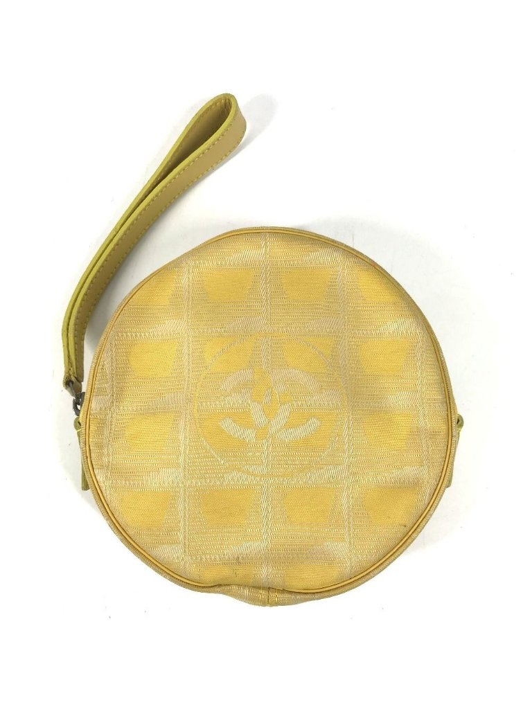 Chanel Makeup Pouch Cc Logo Nylon Yellow
